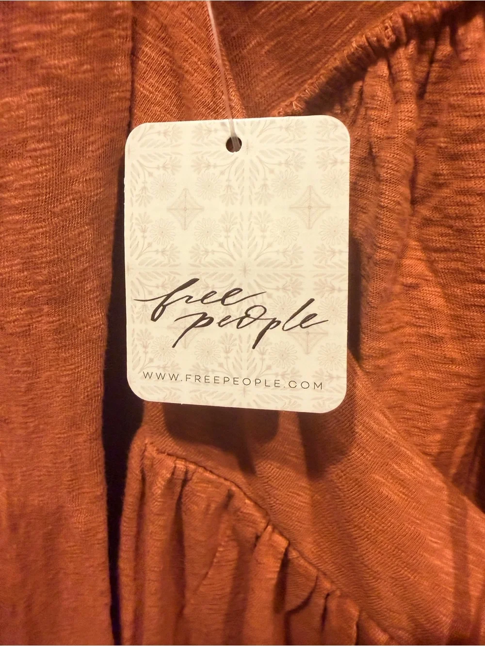 Free People Beach Rust Cutout Maxi Dress | Deep V Boho Open Back | Size Large
